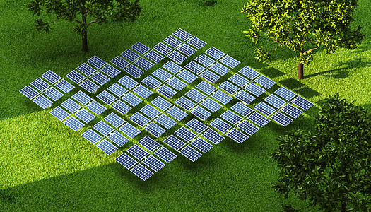 C4D环保太阳能电池板图片