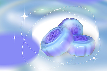 吃月饼酸性3D立体风月饼背景设计图片