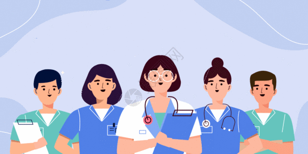 护士与病人中国医师节医生医疗队伍矢量插画GIF高清图片