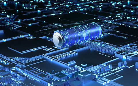 电池芯片C4D科技锂电池场景设计图片