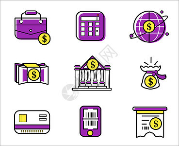 紫色线面金融图标背景图片