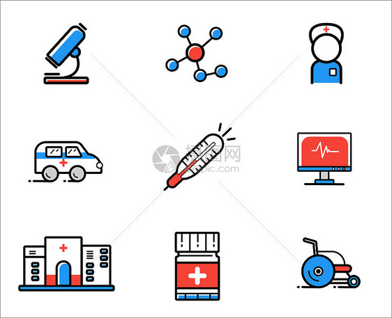 卡通描边医疗图标icon图片