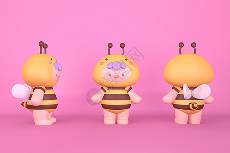 C4D蜜蜂女孩卡通IP模型图片