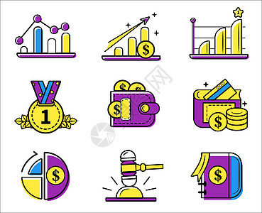 卡通金融数据图标背景图片