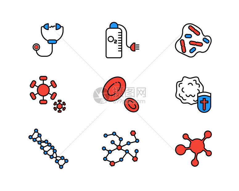 红色细胞组织医疗图标图片