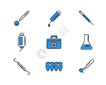 蓝色牙科医疗工具图标图片