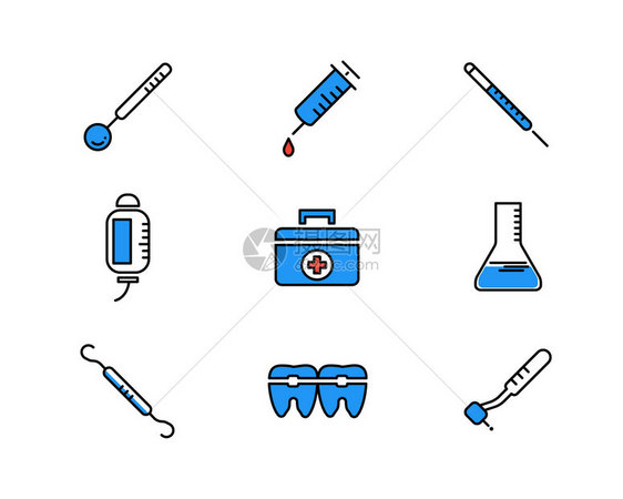 蓝色牙科医疗工具图标图片