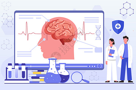大脑研究医疗健康医生讲解脑部疾病知识插画