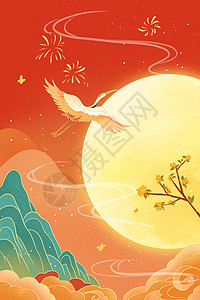 中国风秋天节日月亮插画图片