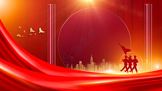 红金国庆节背景图片