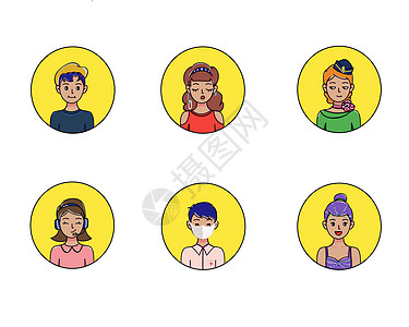 黄色可爱人物头像SVG图标元素图片