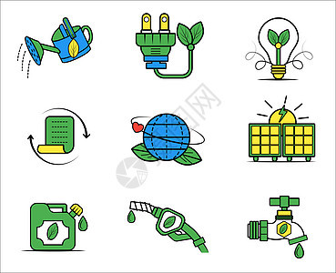 绿色环保扁平节能图标图片