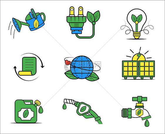 绿色环保扁平节能图标图片