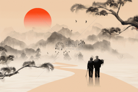 复古国风重阳节背景GIF图片