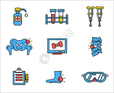 脊柱医疗医疗骨科扁平图标插画