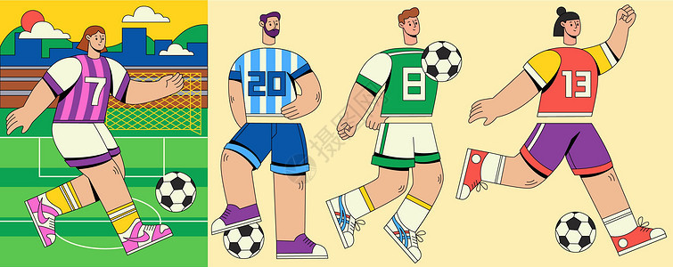 SVG插画组件之足球运动员背景图片