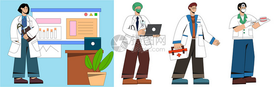 医生人物拆分组件医疗插画图片
