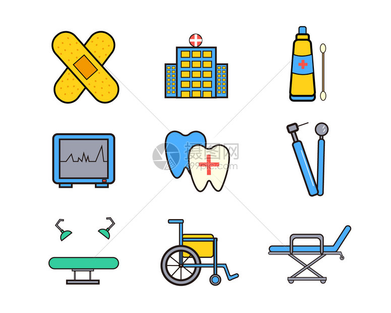 多色创可贴医疗主题矢量元素套图图片