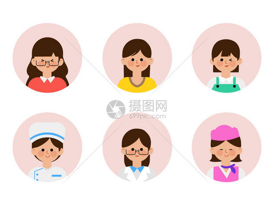 可爱扁平职业女性人物svg拟人插画图标元素图片