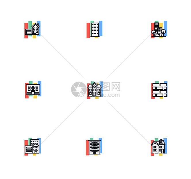 多彩住户矢量图标图片