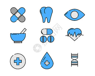 蓝灰色图标医疗类元素图标背景图片