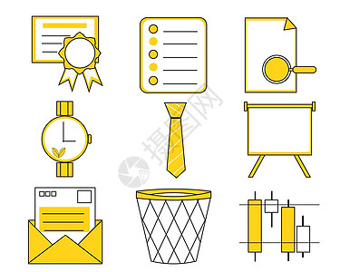 黄色可爱商务SVG图标元素图片