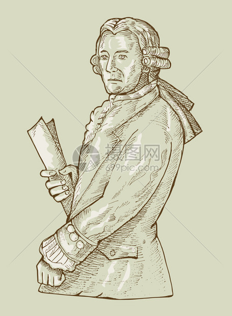 一位17世纪绅士或贵族戴假图片