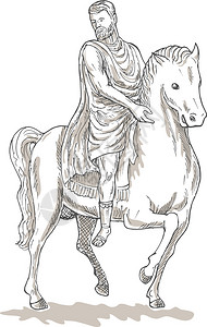 罗马皇帝将军或骑马士兵的肖像图背景图片