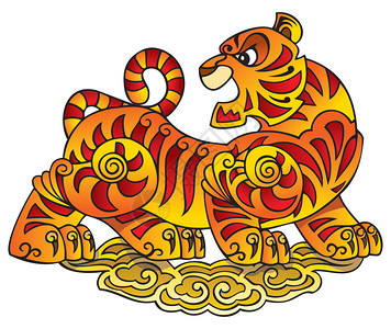 北京呢老虎未来一年的标志星象矢插画