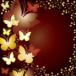 金色背景与蝴蝶矢量图图片