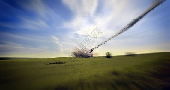 飞机坠毁3d渲染图片