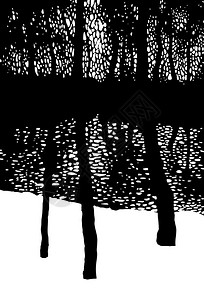 矢量插图穿过冬季森林树木的树枝图片