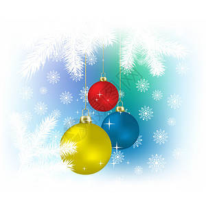 圣诞彩球和雪花矢量背景图片