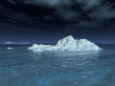 月亮冰山漂浮在平静的海中在图片
