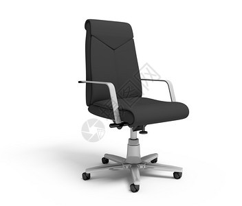 白色背景上的黑色办公室扶手椅3D渲染图片