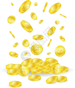 金币符号带美元符号的矢量金币插画