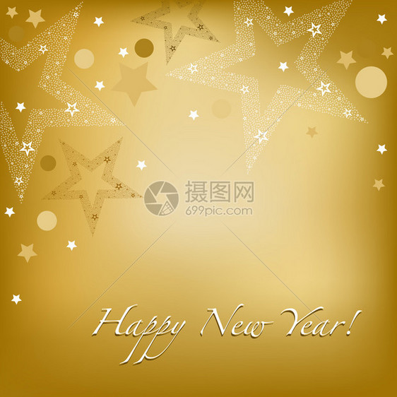 星与文字新年快乐背景图片