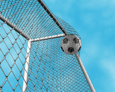 足球进入网的3D渲染图片