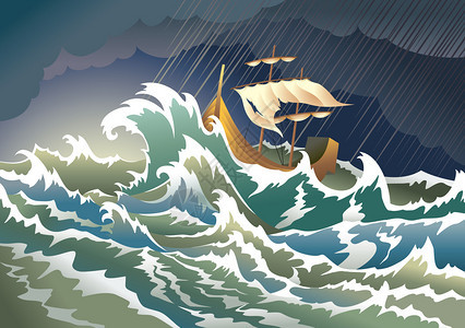 海上风暴沉船厚云插图图片
