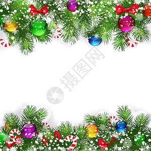 圣诞背景装饰着圣诞树的枝图片