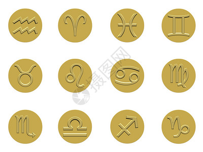 收集zodiac的金色徽章标记2000x200图片