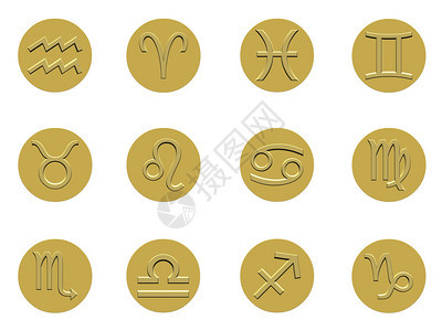 收集zodiac的金色徽章标记2000x200图片