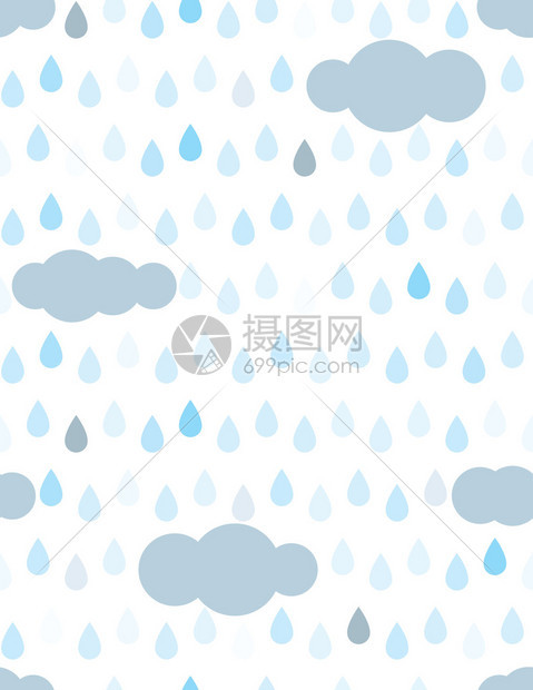 雨滴和云无缝模式图片