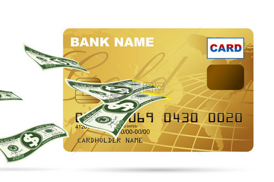 以白色背景从信用卡中拿出美元的说明图片