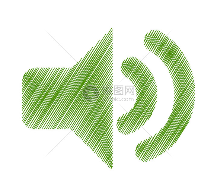 绿色背景上隔离的音效符号图片