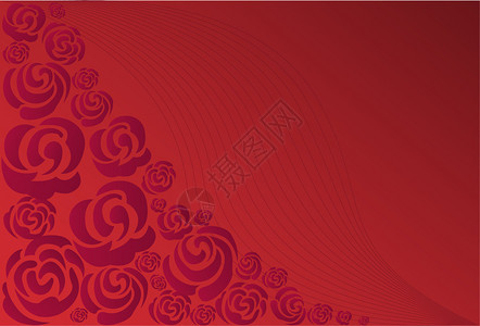 玫瑰在红色背景的角落里安排背景图片