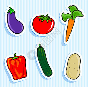 一套矢量图标蔬菜贴纸图片