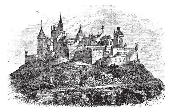 德国斯图加特的Hohenzolren城堡或Burg图片