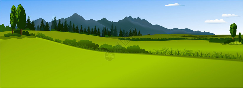 矢量背景与绿色乡村景观图片