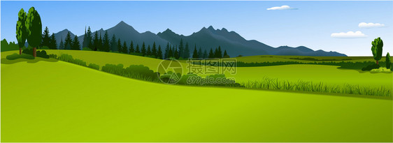 矢量背景与绿色乡村景观图片